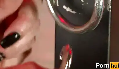 Kinky ebony latex girl with fake tits is all tied up and punished by her master