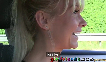 Horny ebony chick seduces her girlfriend before licking and fucking her in a car