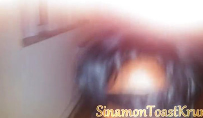 Kinky black mommy blindfolded and bound before being fucked in her mouth and cunt