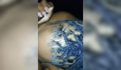 Curvy black amateur chick gives a long and sloppy blowjob and gets cum on her tits