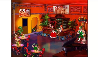 Animated video of a stunning black chick giving blowjob and fucking Santa Claus