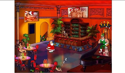 Animated video of a stunning black chick giving blowjob and fucking Santa Claus