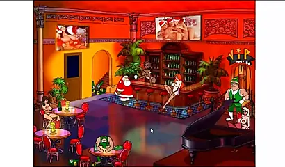 Animated video of a stunning black chick giving blowjob and fucking Santa Claus