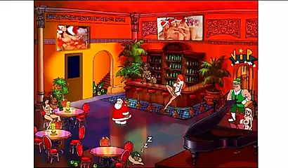 Animated video of a stunning black chick giving blowjob and fucking Santa Claus