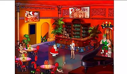 Animated video of a stunning black chick giving blowjob and fucking Santa Claus