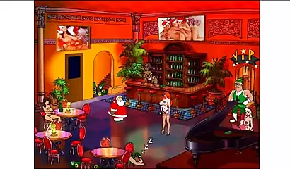 Animated video of a stunning black chick giving blowjob and fucking Santa Claus