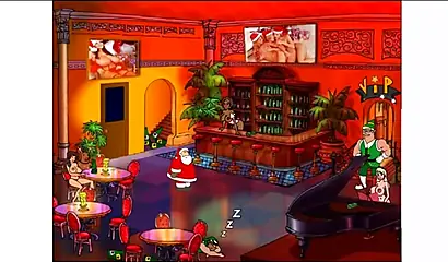 Animated video of a stunning black chick giving blowjob and fucking Santa Claus