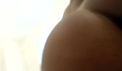 Horny and young ebony girl spreads her legs wide and masturbates after showering