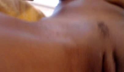 Horny and young ebony girl spreads her legs wide and masturbates after showering