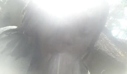 Chubby black amateur shows off her big tits and ass and rides a dildo outside