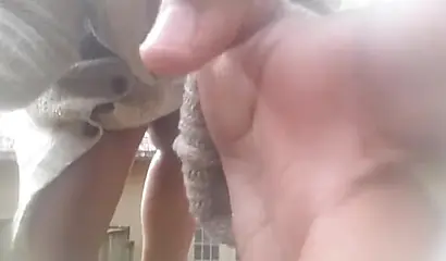 Chubby black amateur shows off her big tits and ass and rides a dildo outside