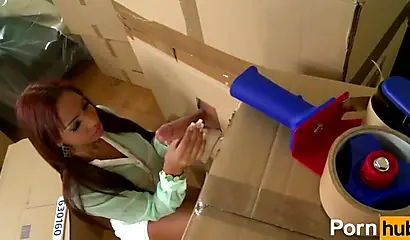 Dazzling black babe stumbles upon a glory hole and sucks a cock until a cumshot