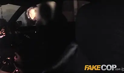 Glamorous black babe tricked by a cop into sucking and riding a hard white cock