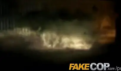 Glamorous black babe tricked by a cop into sucking and riding a hard white cock