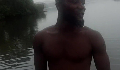 Amateur black girl strips naked and rubs her pussy outside before fucking her man