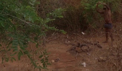 Amateur black girl strips naked and rubs her pussy outside before fucking her man