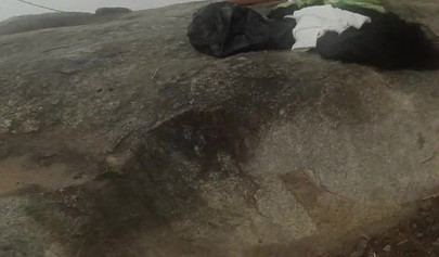 Amateur black girl strips naked and rubs her pussy outside before fucking her man