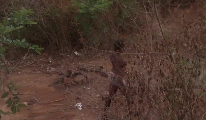 Amateur black girl strips naked and rubs her pussy outside before fucking her man