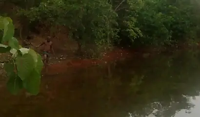 Amateur black girl strips naked and rubs her pussy outside before fucking her man