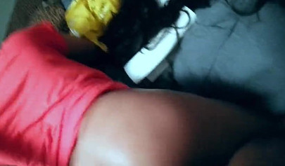 Naughty black amateur girl enjoys having her cunt fucked long and hard doggy style