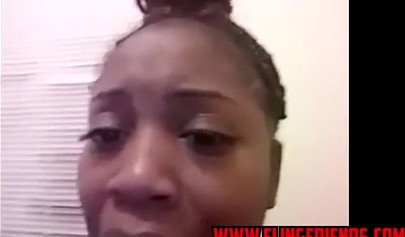 Horny and chubby black amateur babe loves showing her massive tits on a webcam