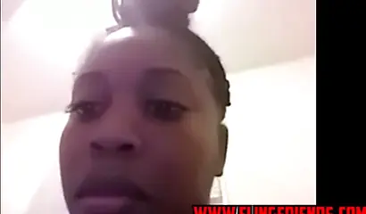 Horny and chubby black amateur babe loves showing her massive tits on a webcam