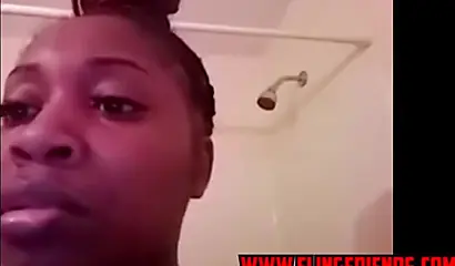 Horny and chubby black amateur babe loves showing her massive tits on a webcam