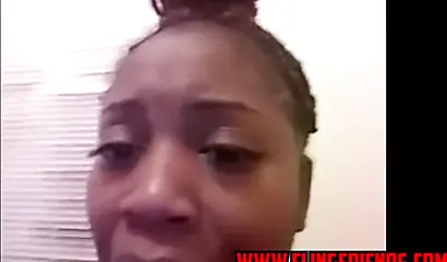 Horny and chubby black amateur babe loves showing her massive tits on a webcam