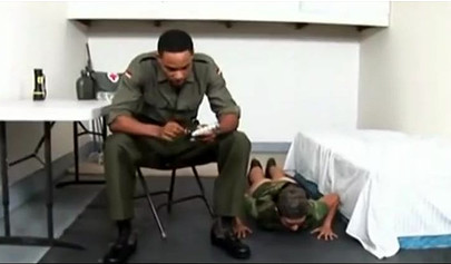 Athletic ebony soldier chick has her tight asshole stretched by a big black cock