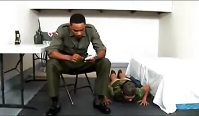 Athletic ebony soldier chick has her tight asshole stretched by a big black cock