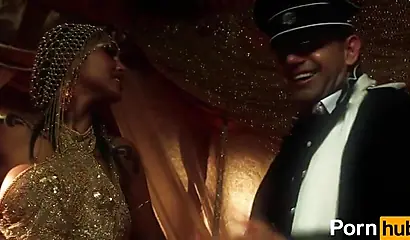 Babe with amazing ebony tits gets a dick deep down inside of that cute throat