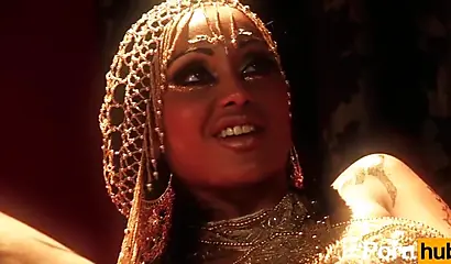 Babe with amazing ebony tits gets a dick deep down inside of that cute throat