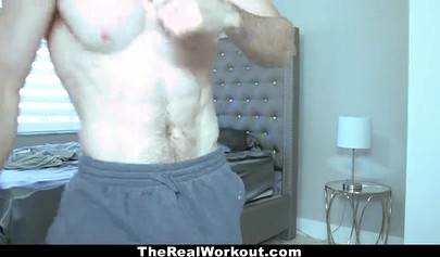 Ebony teen gets that pussy drilled hard in post-workout fucking with her lover