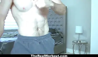 Ebony teen gets that pussy drilled hard in post-workout fucking with her lover