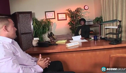 Babe gets to meet her step son by riding that cock with her tight ebony pussy