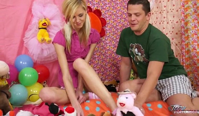 Young ebony teenie dressed up nicely only to get her hole torn up by old dude