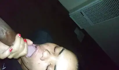 Cutie with a fat ebony ass enjoys sucking dick and swallowing all the thick cum