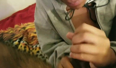 Ebony teen enjoys riding dick in front of the camera for the very first time