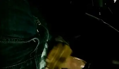 Insanely attractive black lass sucks on a thick throbbing boner inside of a car