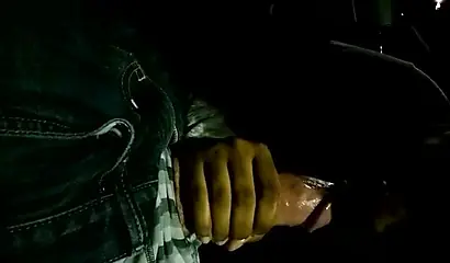 Insanely attractive black lass sucks on a thick throbbing boner inside of a car