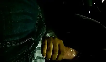 Insanely attractive black lass sucks on a thick throbbing boner inside of a car