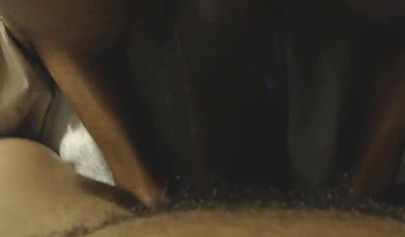 Ebony cutie lets a black dude with long hair pound that tight wet hole real hard