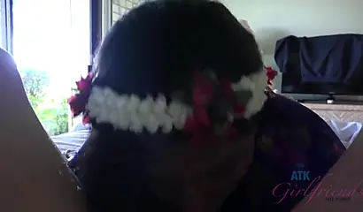 Adorable black cutie jerks off dick with her feet and then rides with her pussy