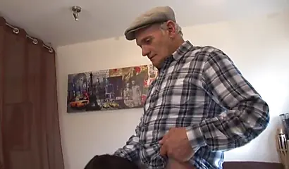 Skinny ebony cutie shows off her cute breasts to a rich old white grandaddy