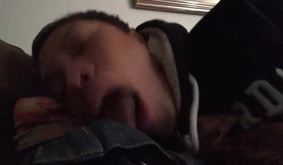 Short-haired ebony teen cutie gets her mouth filled with a thick brown meat rod