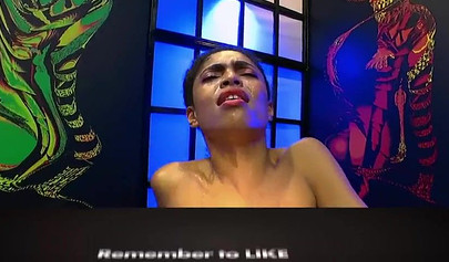 Ebony Luna Corazon sucks dicks and earns a sexy reward made of piss and cum