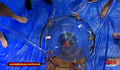 Ebony Luna Corazon sucks dicks and earns a sexy reward made of piss and cum