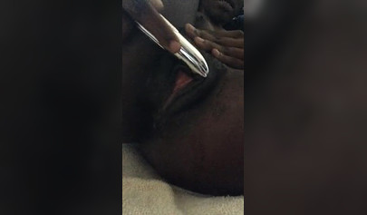 Ebony cunt using her fingers and a big dildo until she squirts hard for you