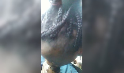 Ebony deepthroats a massive dick and then takes a big load of cum in her mouth