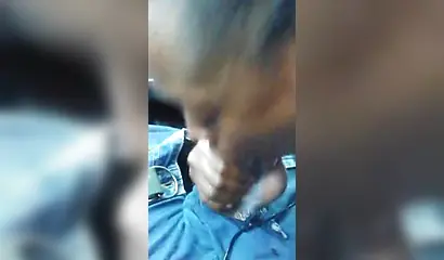 Ebony deepthroats a massive dick and then takes a big load of cum in her mouth